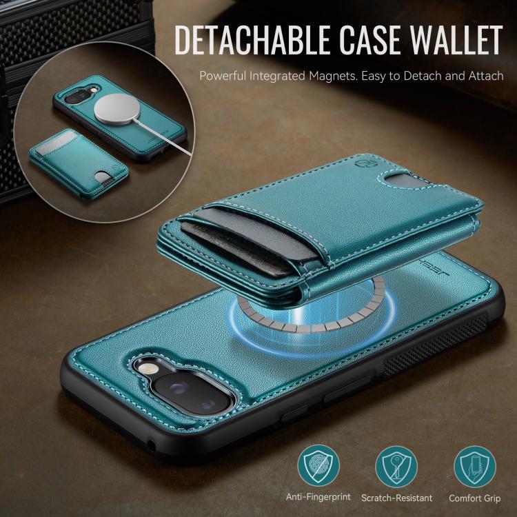 For Google Pixel 9a JEEHOOD J10 Flip Card Bag MagSafe Split RFID Leather Phone Case