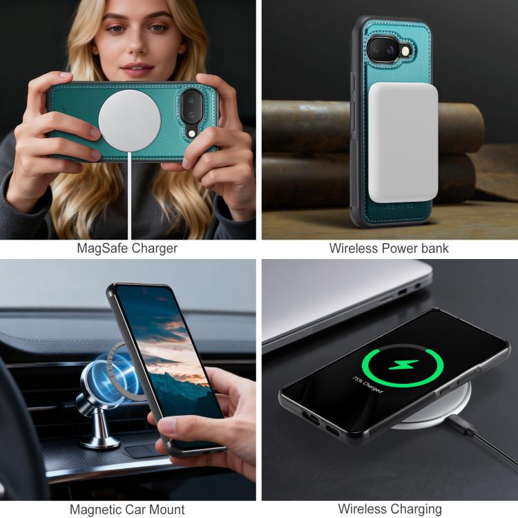 For Google Pixel 9a JEEHOOD J10 Flip Card Bag MagSafe Split RFID Leather Phone Case