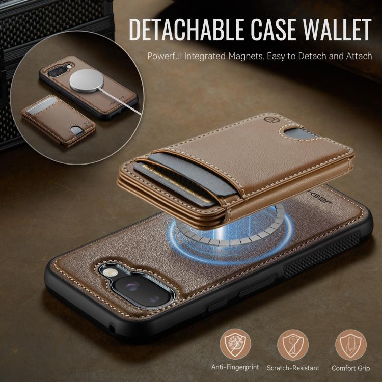 For Google Pixel 9a JEEHOOD J10 Flip Card Bag MagSafe Split RFID Leather Phone Case