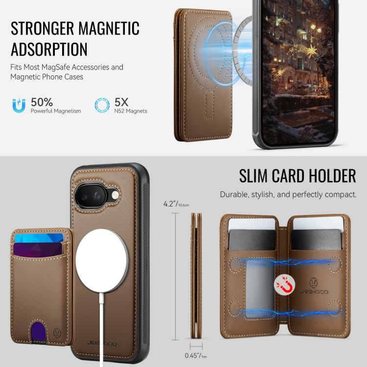 For Google Pixel 9a JEEHOOD J10 Flip Card Bag MagSafe Split RFID Leather Phone Case