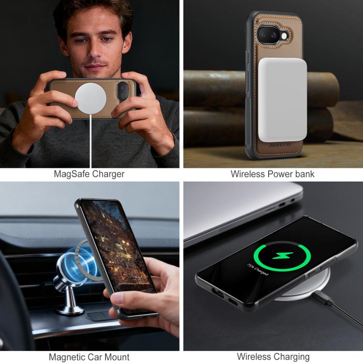 For Google Pixel 9a JEEHOOD J10 Flip Card Bag MagSafe Split RFID Leather Phone Case