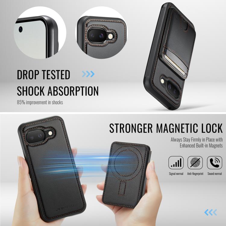For Google Pixel 9a JEEHOOD J10 Flip Card Bag MagSafe Split RFID Leather Phone Case