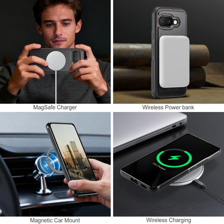 For Google Pixel 9a JEEHOOD J10 Flip Card Bag MagSafe Split RFID Leather Phone Case
