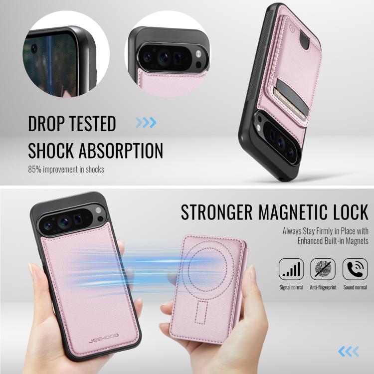 For Google Pixel 9 Pro XL JEEHOOD J10 Flip Card Bag MagSafe Split RFID Leather Phone Case