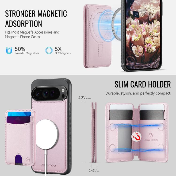 For Google Pixel 9 Pro XL JEEHOOD J10 Flip Card Bag MagSafe Split RFID Leather Phone Case
