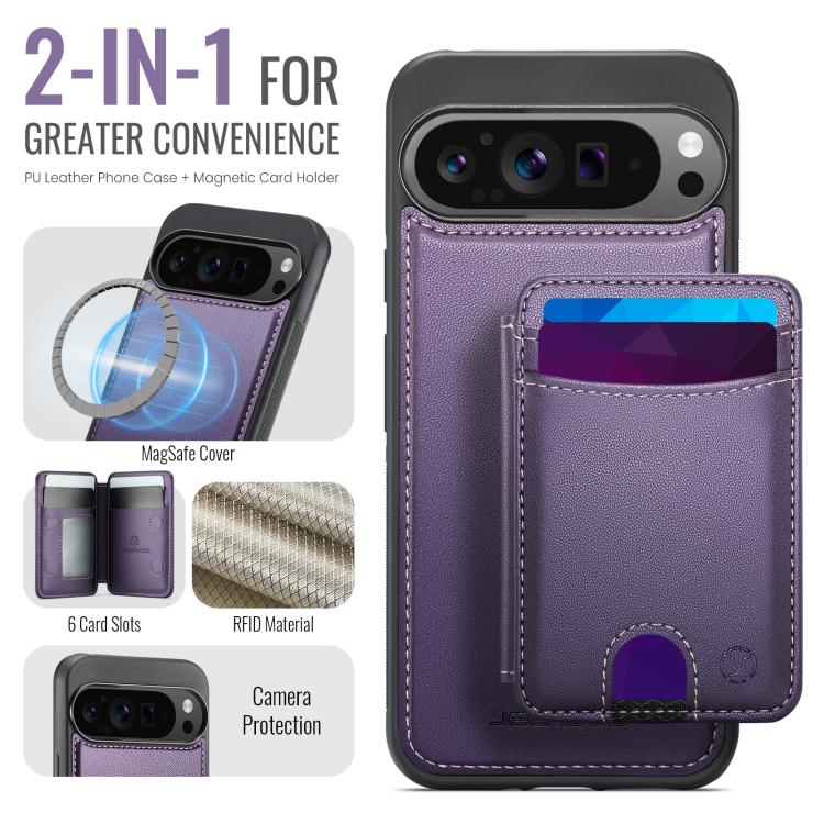 For Google Pixel 10 Pro XL JEEHOOD J10 Flip Card Bag MagSafe Split RFID Leather Phone Case