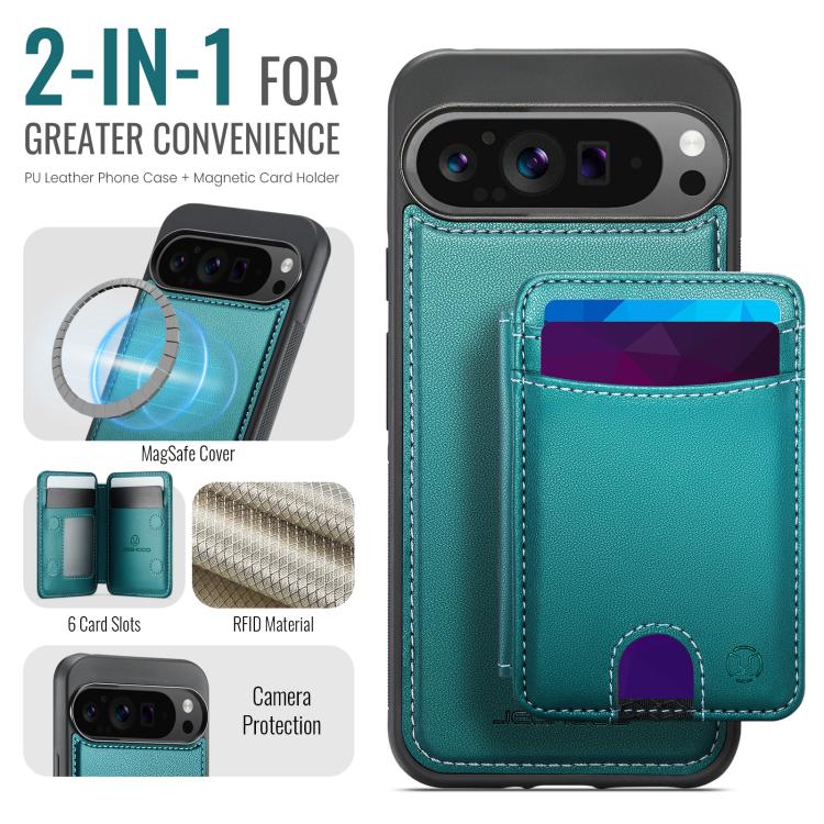 For Google Pixel 10 Pro XL JEEHOOD J10 Flip Card Bag MagSafe Split RFID Leather Phone Case
