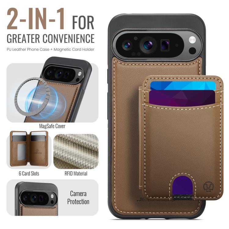 For Google Pixel 10 Pro XL JEEHOOD J10 Flip Card Bag MagSafe Split RFID Leather Phone Case