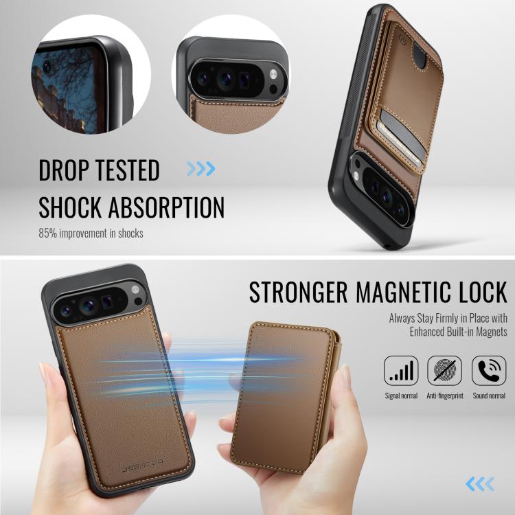 For Google Pixel 10 Pro XL JEEHOOD J10 Flip Card Bag MagSafe Split RFID Leather Phone Case