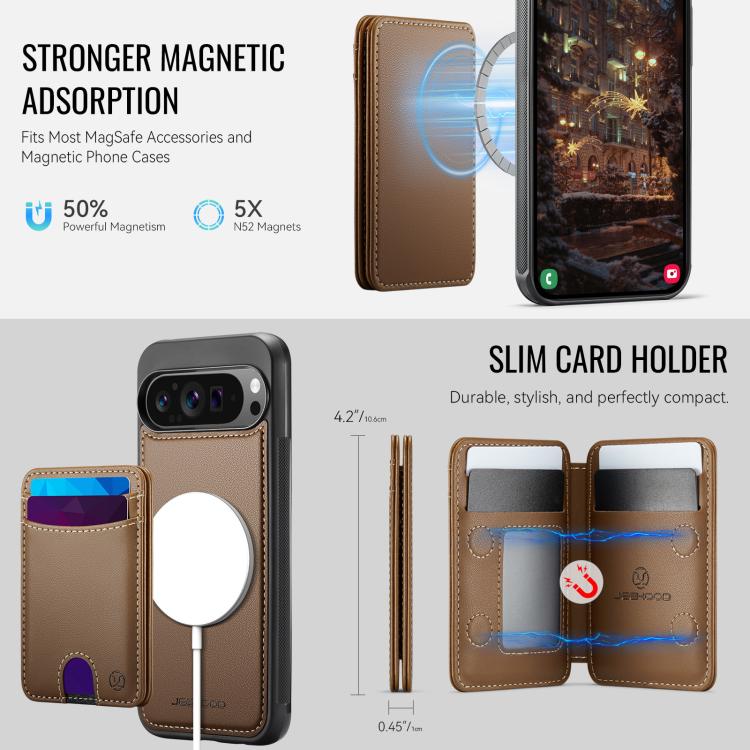 For Google Pixel 10 Pro XL JEEHOOD J10 Flip Card Bag MagSafe Split RFID Leather Phone Case