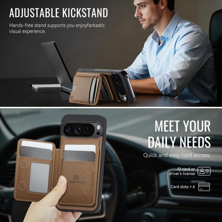 For Google Pixel 10 Pro XL JEEHOOD J10 Flip Card Bag MagSafe Split RFID Leather Phone Case