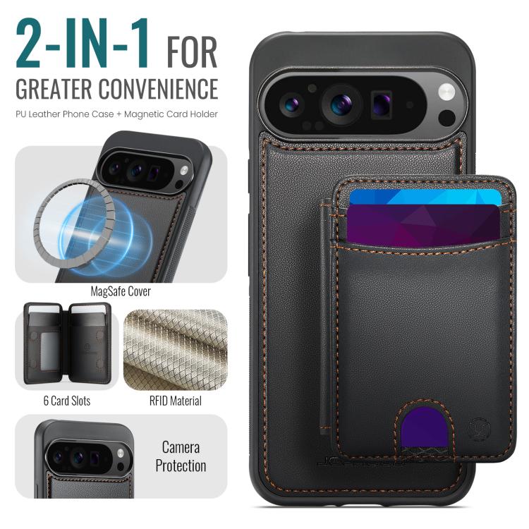For Google Pixel 10 Pro XL JEEHOOD J10 Flip Card Bag MagSafe Split RFID Leather Phone Case