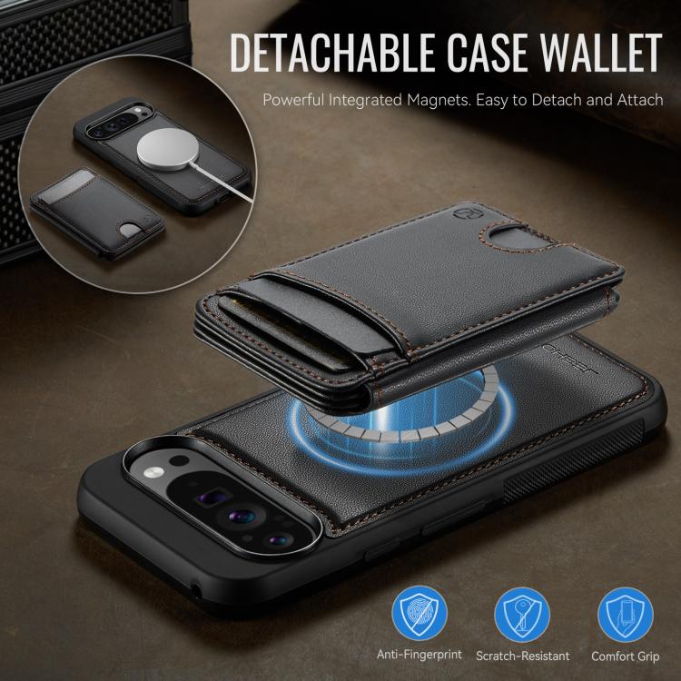 For Google Pixel 10 Pro XL JEEHOOD J10 Flip Card Bag MagSafe Split RFID Leather Phone Case