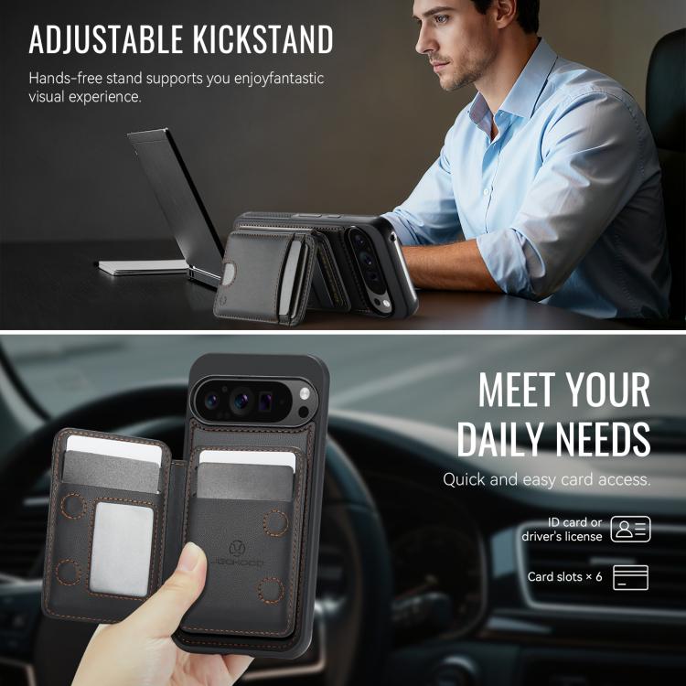 For Google Pixel 10 Pro XL JEEHOOD J10 Flip Card Bag MagSafe Split RFID Leather Phone Case