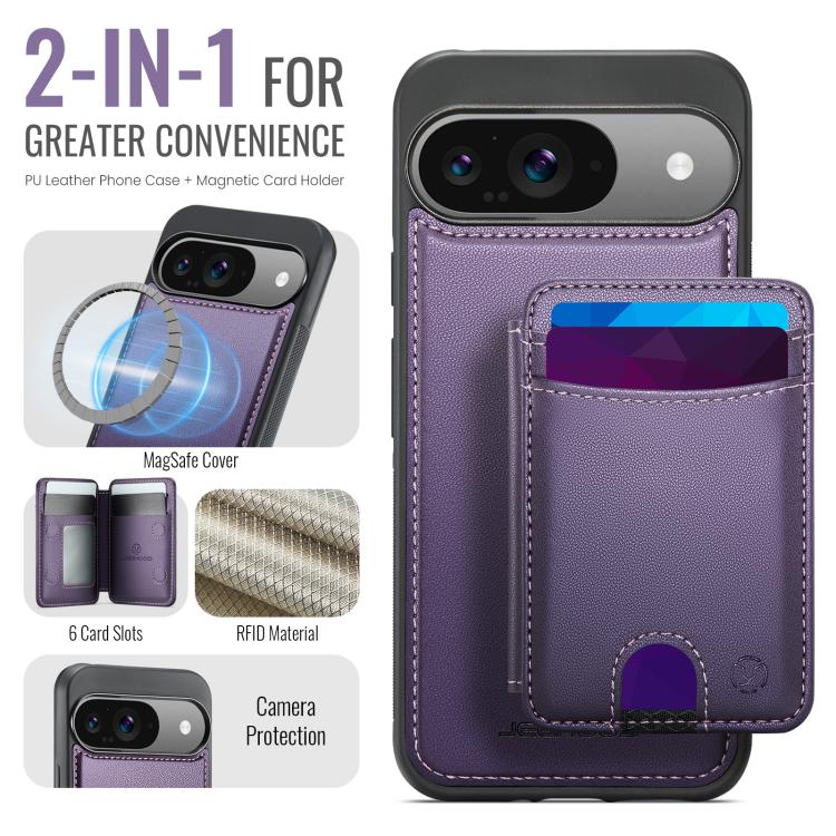 For Google Pixel 10 / 10 Pro JEEHOOD J10 Flip Card Bag MagSafe Split RFID Leather Phone Case