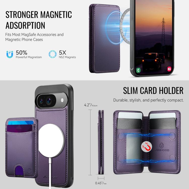 For Google Pixel 10 / 10 Pro JEEHOOD J10 Flip Card Bag MagSafe Split RFID Leather Phone Case