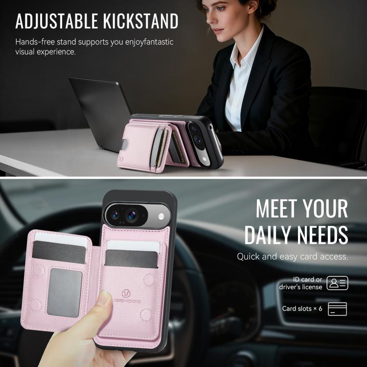 For Google Pixel 10 / 10 Pro JEEHOOD J10 Flip Card Bag MagSafe Split RFID Leather Phone Case
