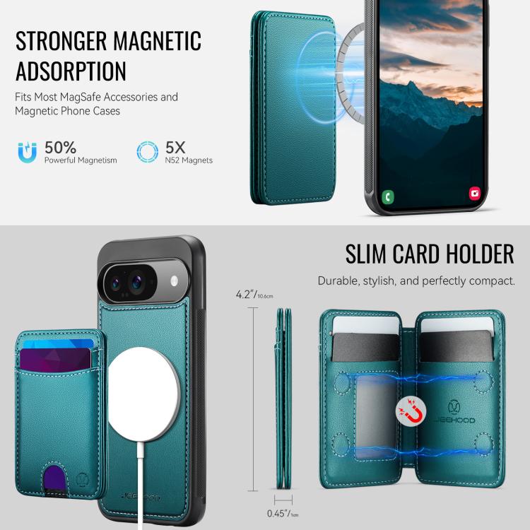 For Google Pixel 10 / 10 Pro JEEHOOD J10 Flip Card Bag MagSafe Split RFID Leather Phone Case