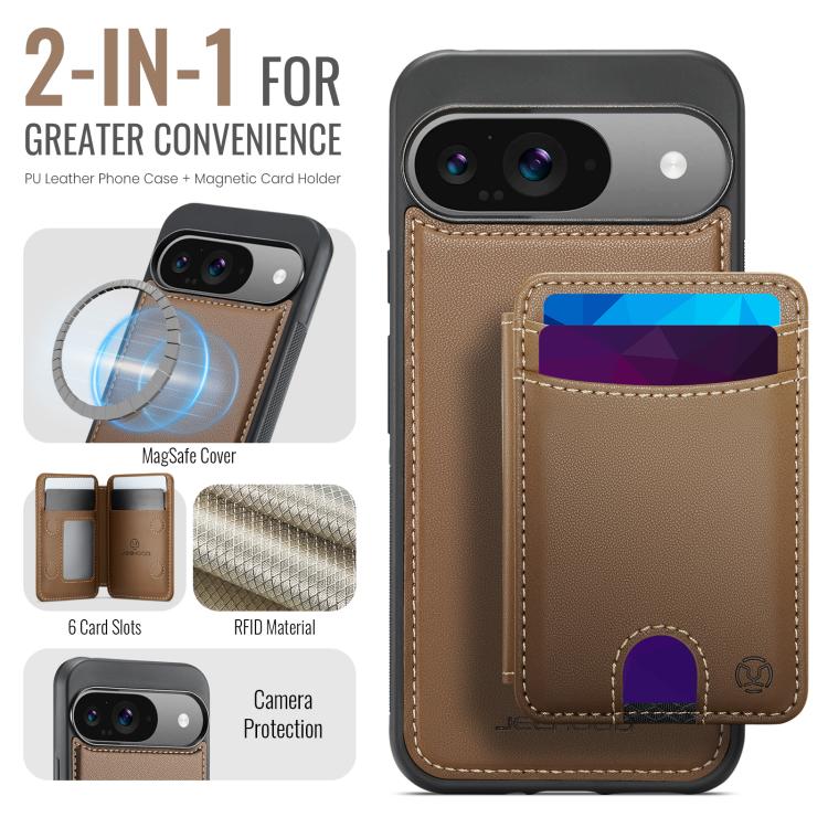 For Google Pixel 10 / 10 Pro JEEHOOD J10 Flip Card Bag MagSafe Split RFID Leather Phone Case