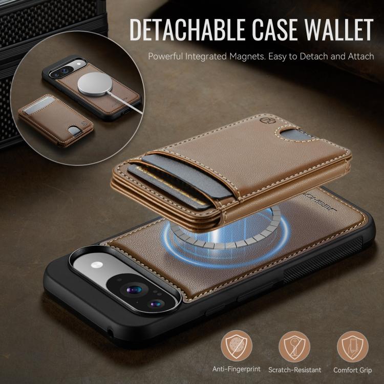 For Google Pixel 10 / 10 Pro JEEHOOD J10 Flip Card Bag MagSafe Split RFID Leather Phone Case
