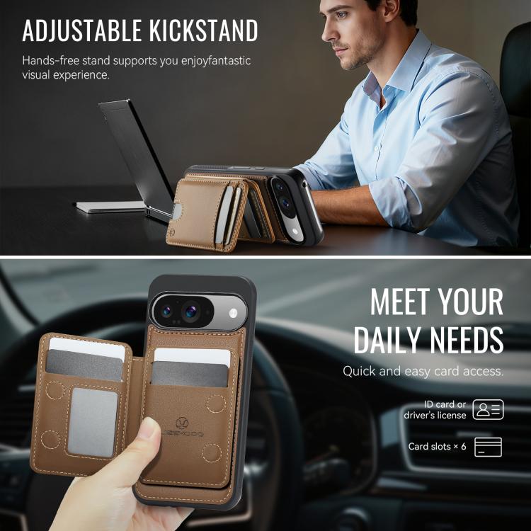 For Google Pixel 10 / 10 Pro JEEHOOD J10 Flip Card Bag MagSafe Split RFID Leather Phone Case