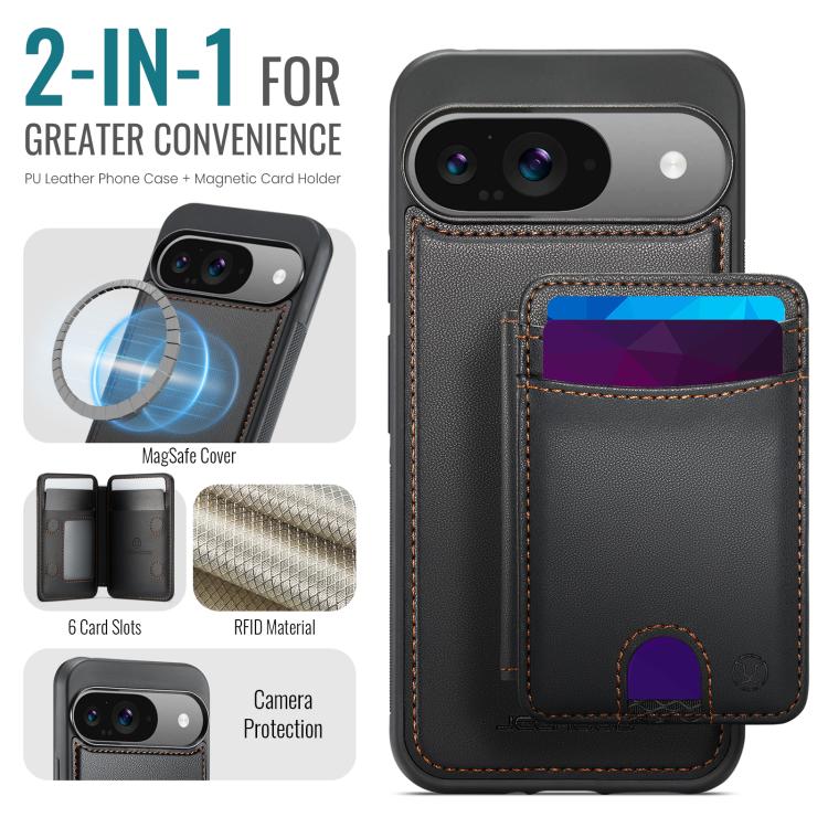 For Google Pixel 10 / 10 Pro JEEHOOD J10 Flip Card Bag MagSafe Split RFID Leather Phone Case