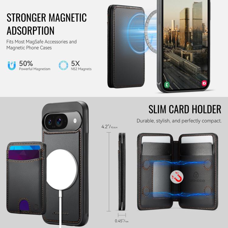 For Google Pixel 10 / 10 Pro JEEHOOD J10 Flip Card Bag MagSafe Split RFID Leather Phone Case