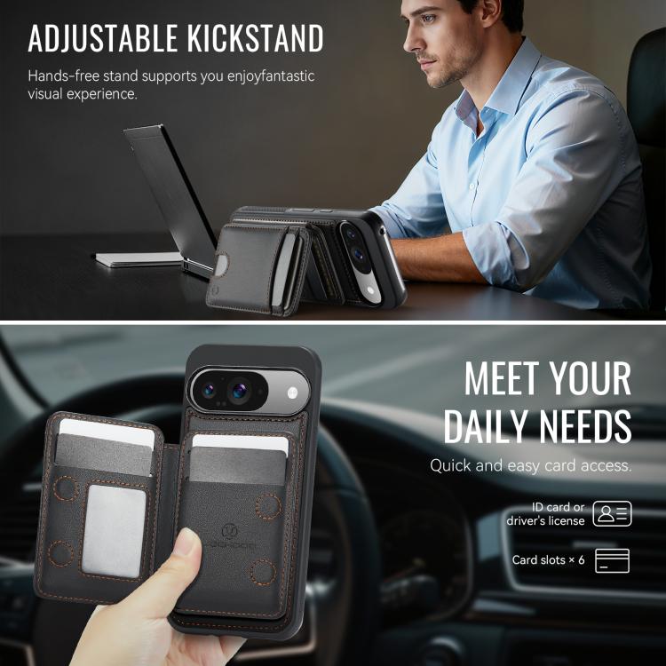 For Google Pixel 10 / 10 Pro JEEHOOD J10 Flip Card Bag MagSafe Split RFID Leather Phone Case