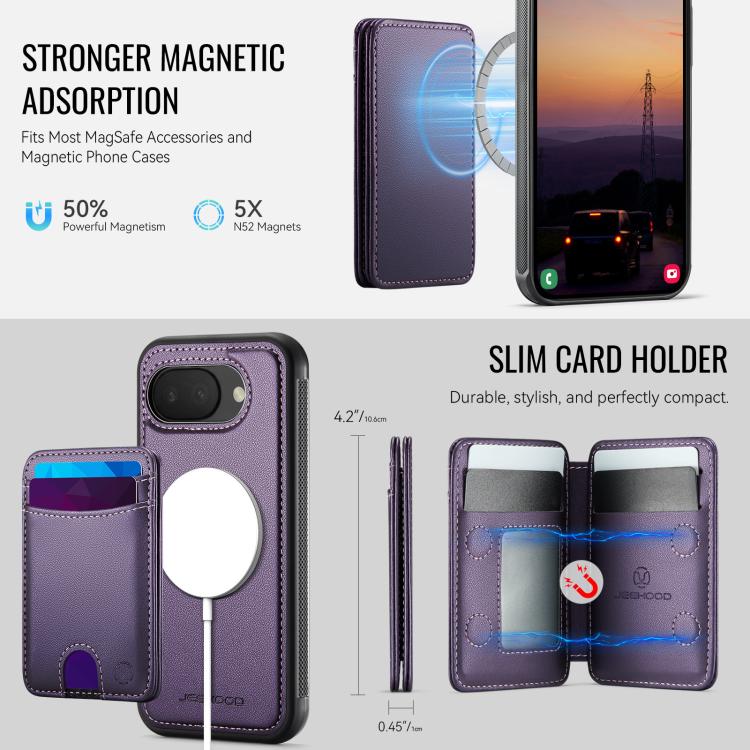 For Google Pixel 10a JEEHOOD J10 Flip Card Bag MagSafe Split RFID Leather Phone Case
