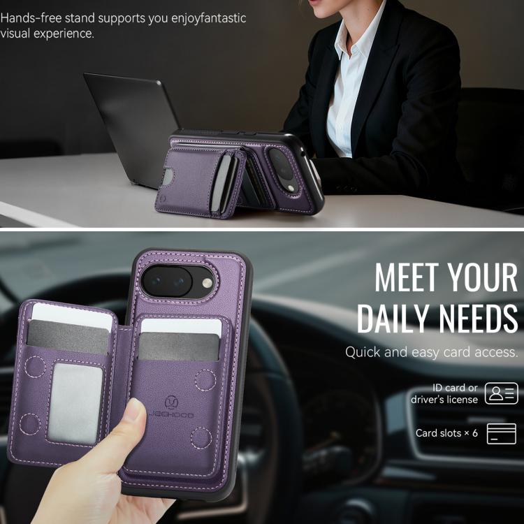 For Google Pixel 10a JEEHOOD J10 Flip Card Bag MagSafe Split RFID Leather Phone Case