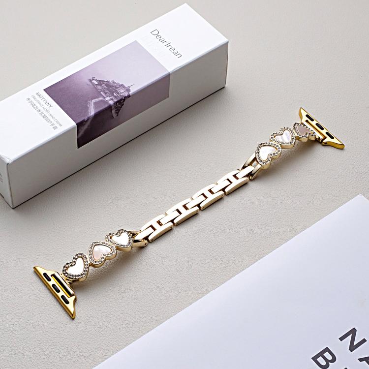 For Apple Watch 42 / 44 / 45 / 46 / 49mm xDfind Heart-shaped Shell Metal Watch Band