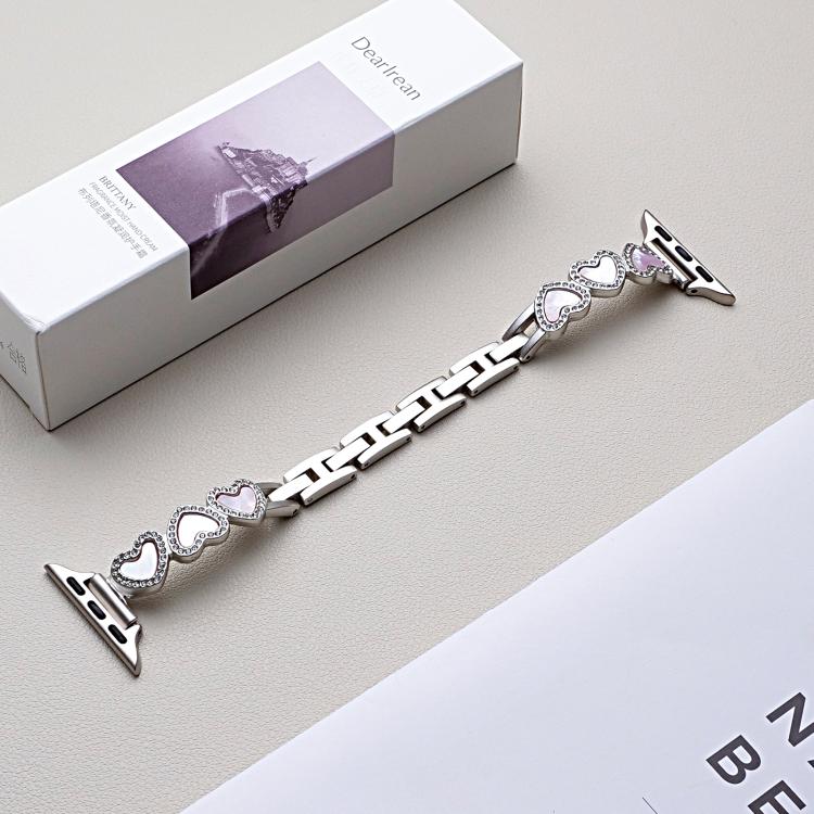 For Apple Watch 42 / 44 / 45 / 46 / 49mm xDfind Heart-shaped Shell Metal Watch Band