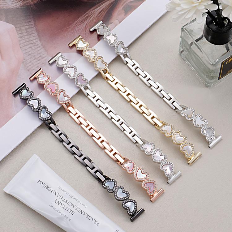For Apple Watch 38 / 40 / 41 / S11 42mm xDfind Heart-shaped Shell Metal Watch Band