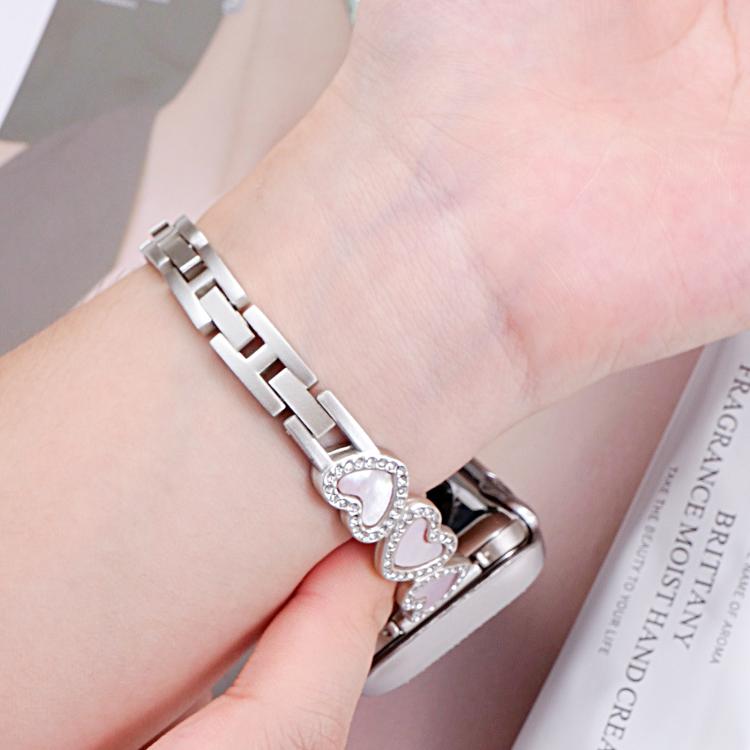 For Apple Watch 42 / 44 / 45 / 46 / 49mm xDfind Heart-shaped Shell Metal Watch Band