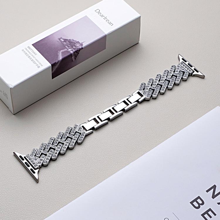 For Apple Watch 38 / 40 / 41 / S11 42mm xDfind Drilled Twill H-shaped Metal Watch Band
