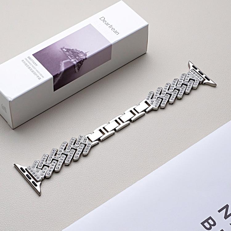 For Apple Watch 38 / 40 / 41 / S11 42mm xDfind Drilled Twill H-shaped Metal Watch Band