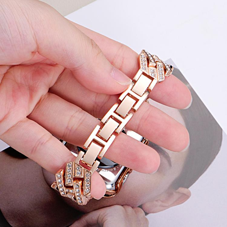 For Apple Watch 42 / 44 / 45 / 46 / 49mm xDfind Drilled Twill H-shaped Metal Watch Band
