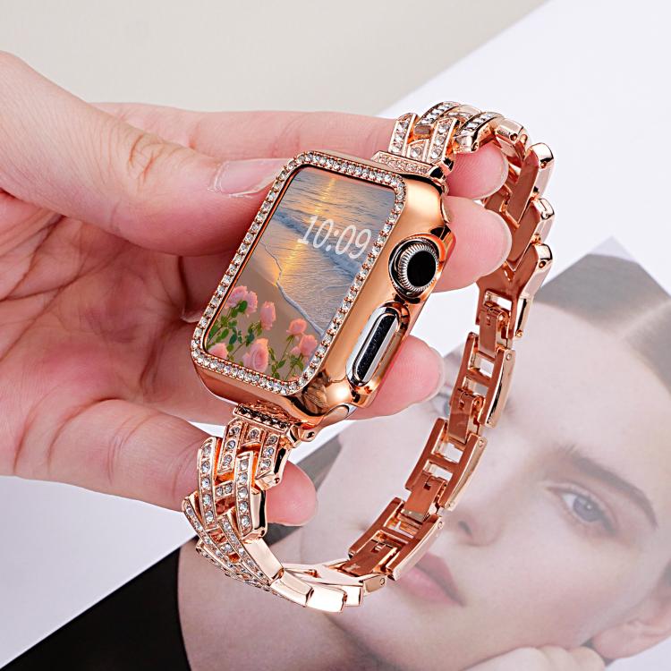 For Apple Watch 38 / 40 / 41 / S11 42mm xDfind Drilled Twill H-shaped Metal Watch Band