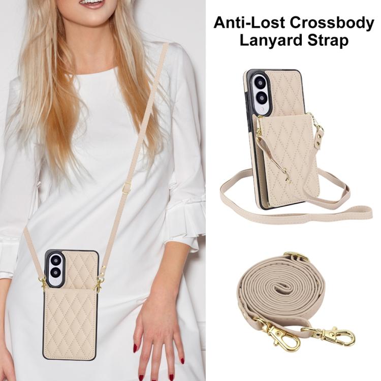 For Samsung Galaxy S25 Edge 5G YM015 Crossbody Rhombic Card Bag RFID Phone Case