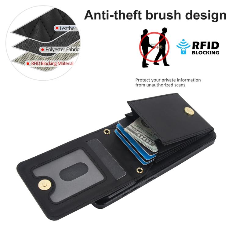 For Samsung Galaxy S25 Edge 5G YM015 Crossbody Rhombic Card Bag RFID Phone Case