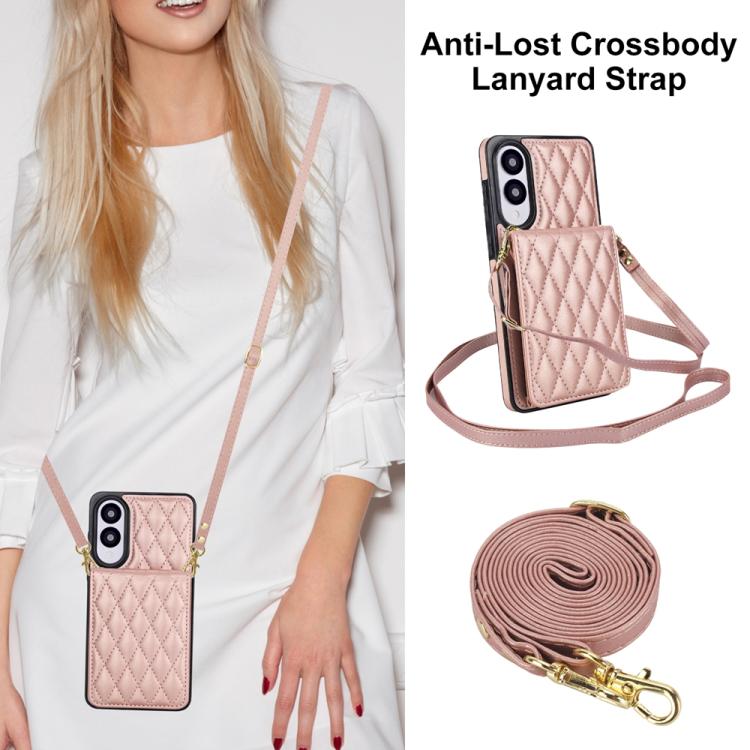 For Samsung Galaxy S25 Edge 5G YM015 Crossbody Rhombic Card Bag RFID Phone Case