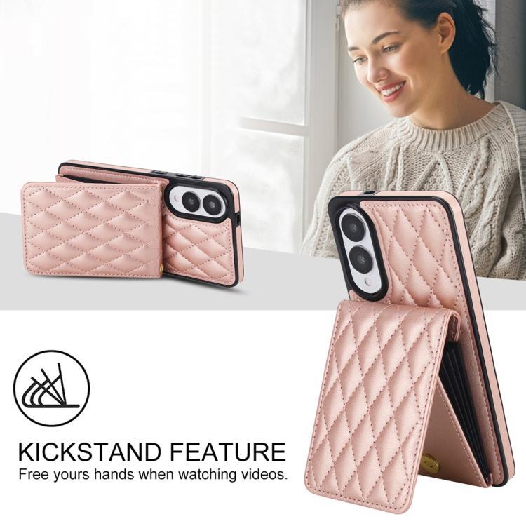 For Samsung Galaxy S25 Edge 5G YM015 Crossbody Rhombic Card Bag RFID Phone Case