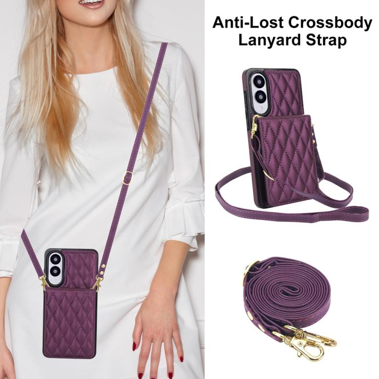 For Samsung Galaxy S25 Edge 5G YM015 Crossbody Rhombic Card Bag RFID Phone Case