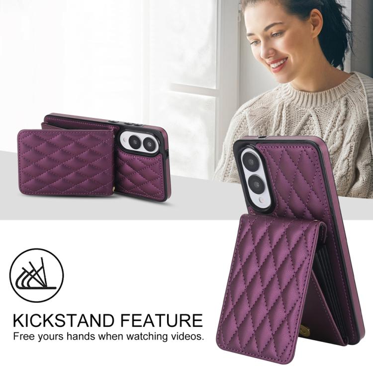For Samsung Galaxy S25 Edge 5G YM015 Crossbody Rhombic Card Bag RFID Phone Case
