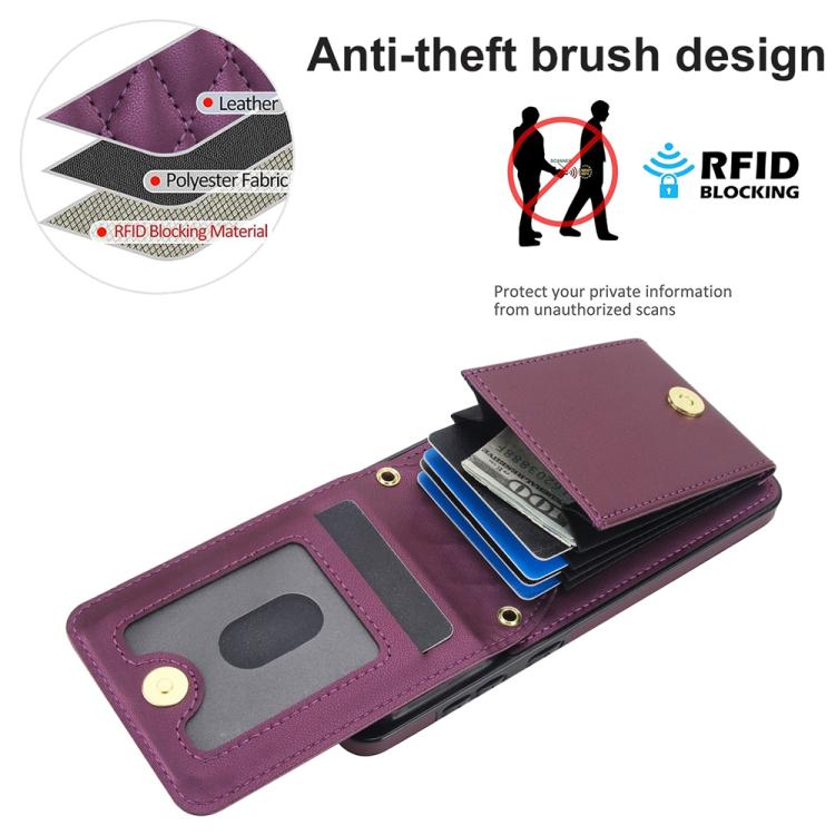 For Samsung Galaxy S25 Edge 5G YM015 Crossbody Rhombic Card Bag RFID Phone Case