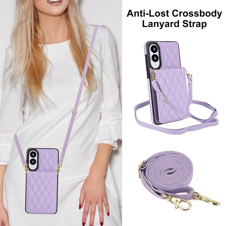 For Samsung Galaxy S25 Edge 5G YM015 Crossbody Rhombic Card Bag RFID Phone Case