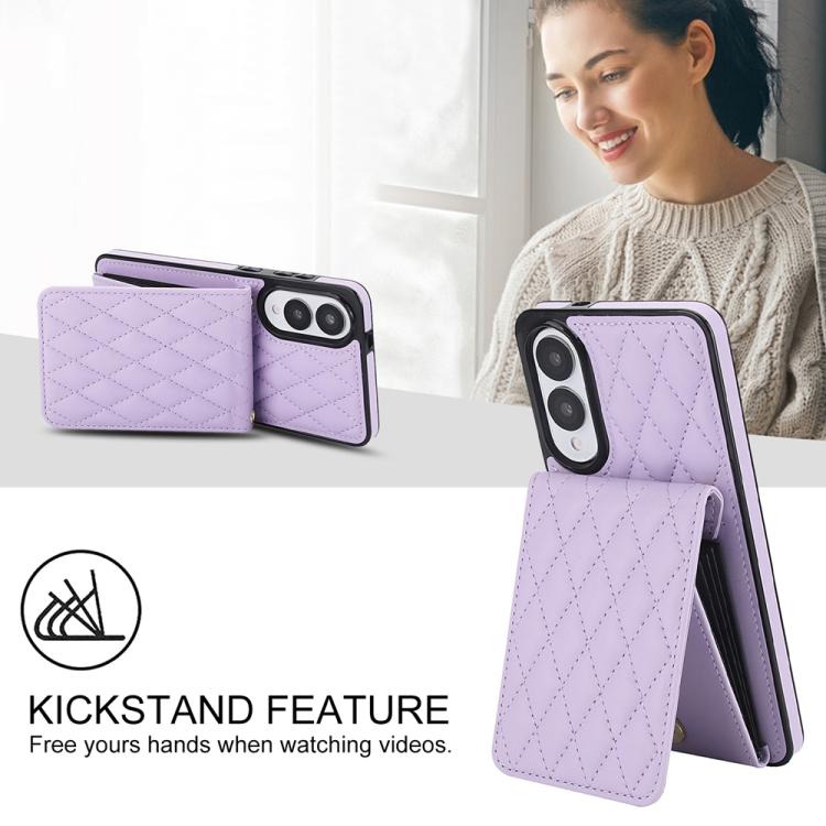 For Samsung Galaxy S25 Edge 5G YM015 Crossbody Rhombic Card Bag RFID Phone Case