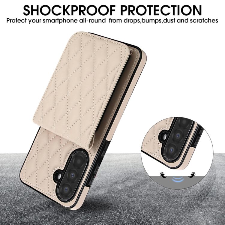 For Samsung Galaxy A56 5G YM015 Crossbody Rhombic Card Bag RFID Phone Case