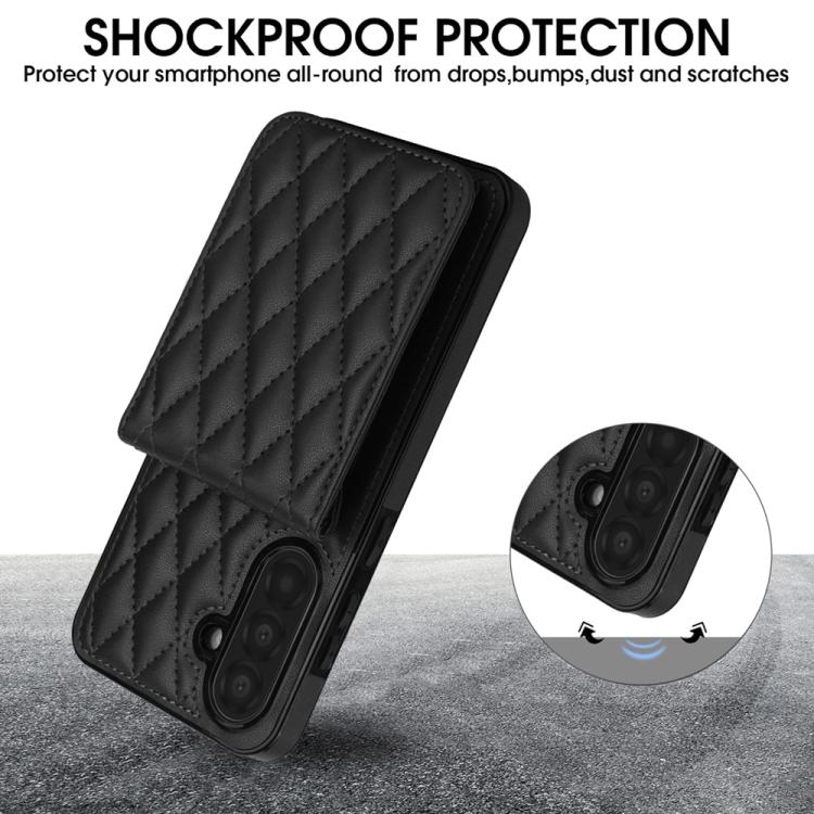 For Samsung Galaxy A56 5G YM015 Crossbody Rhombic Card Bag RFID Phone Case