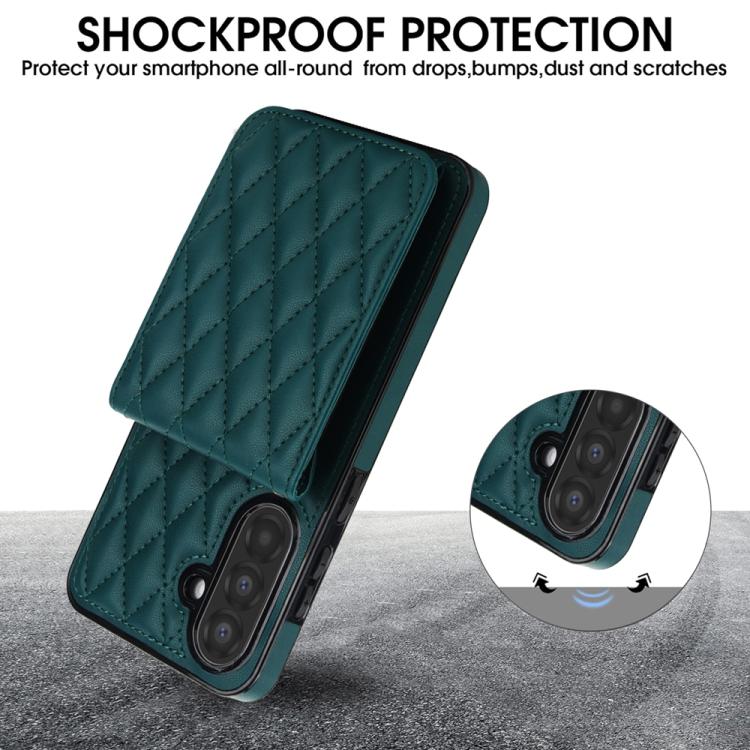 For Samsung Galaxy A56 5G YM015 Crossbody Rhombic Card Bag RFID Phone Case